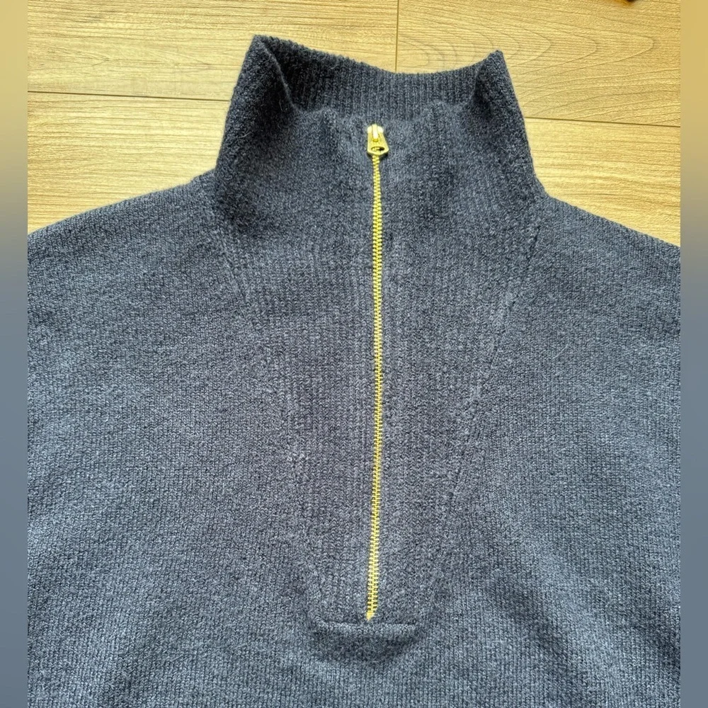 J.Crew Half Zip Wool Blend Navy Blue Sweater Women’s Size M Style BB639